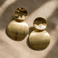 Luna Brushed Gold Statement Disc Earrings