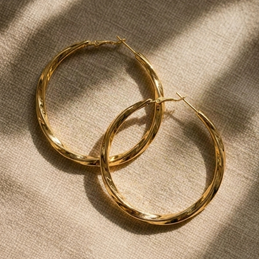 Twisted Gold Hoop Earrings
