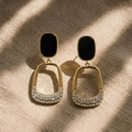 Noir Crystal Geometric Drop Earrings