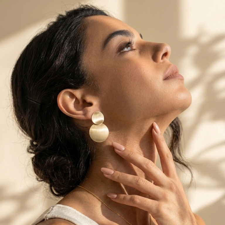 Luna Brushed Gold Statement Disc Earrings