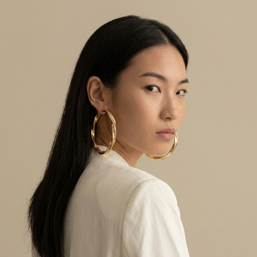 Twisted Gold Hoop Earrings