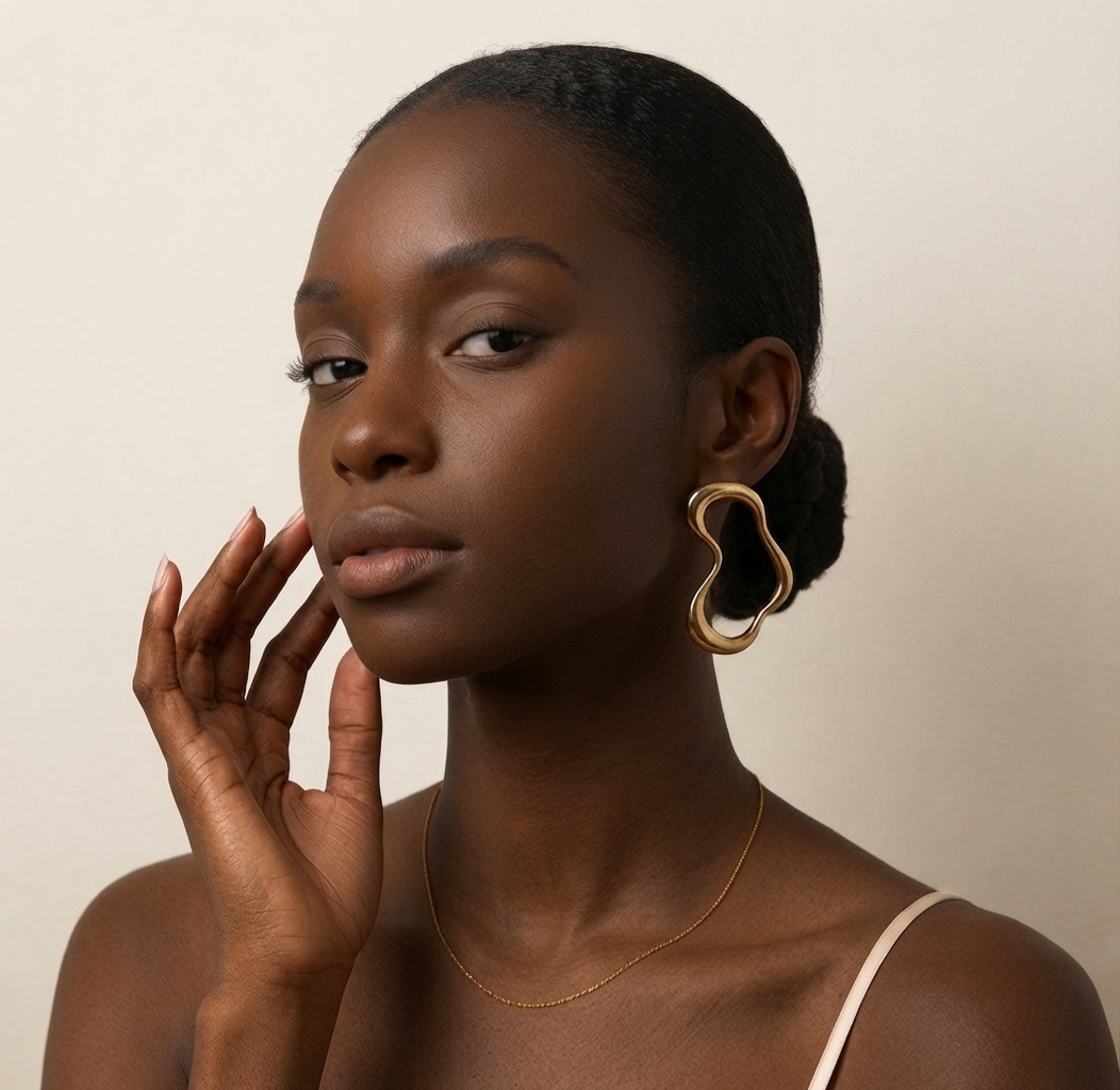 Aurora Organic Wave Gold Hoop Earrings