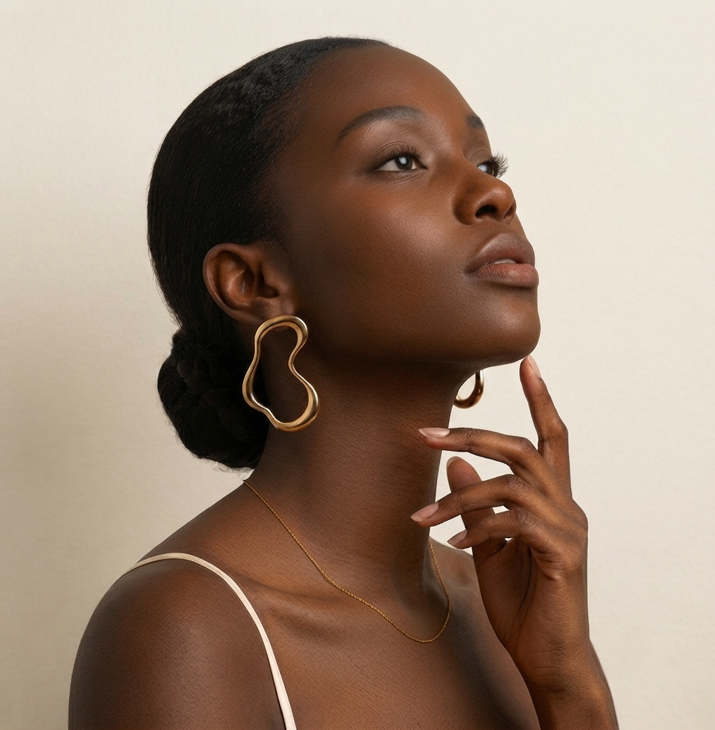Aurora Organic Wave Gold Hoop Earrings