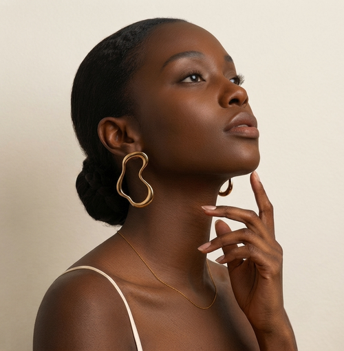 Aurora Organic Wave Gold Hoop Earrings