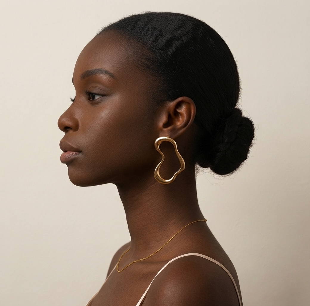 Aurora Organic Wave Gold Hoop Earrings