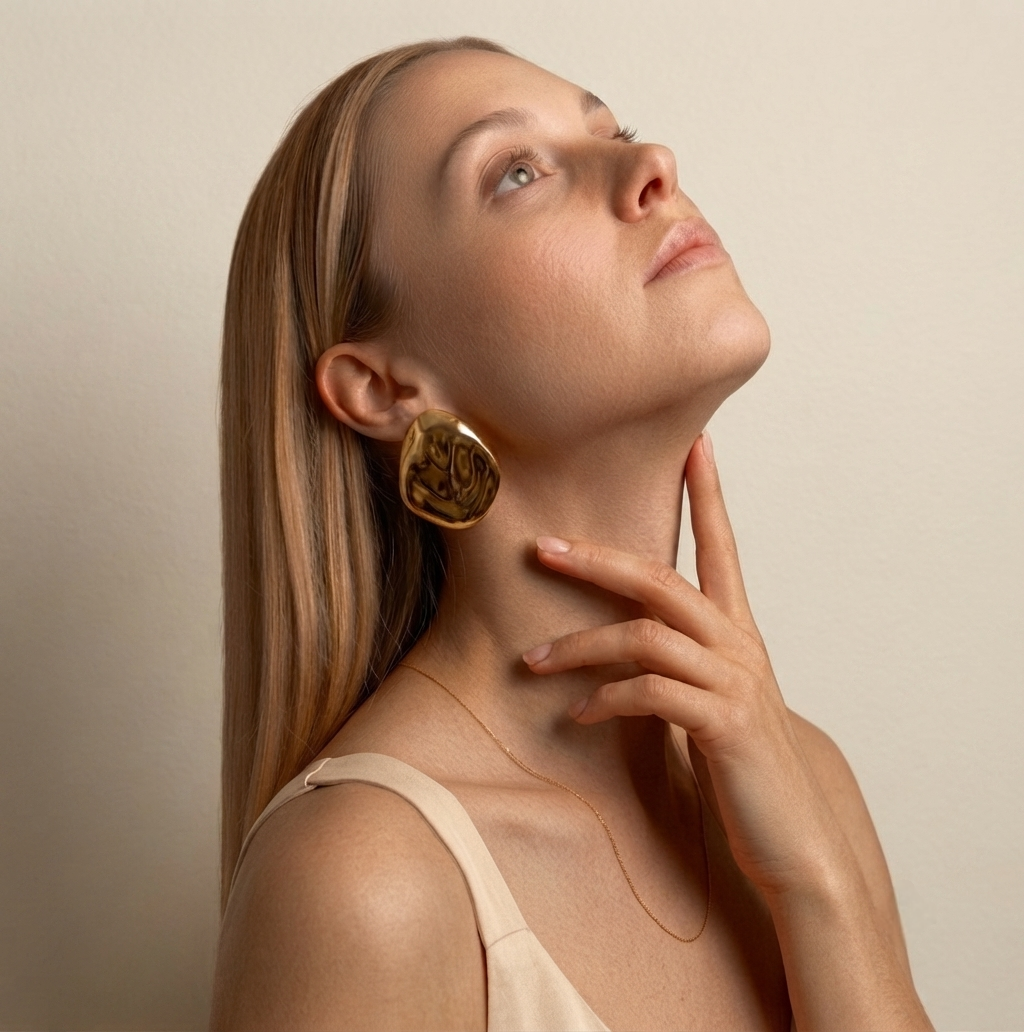 Nuch Sculpted Gold Statement Stud Earrings